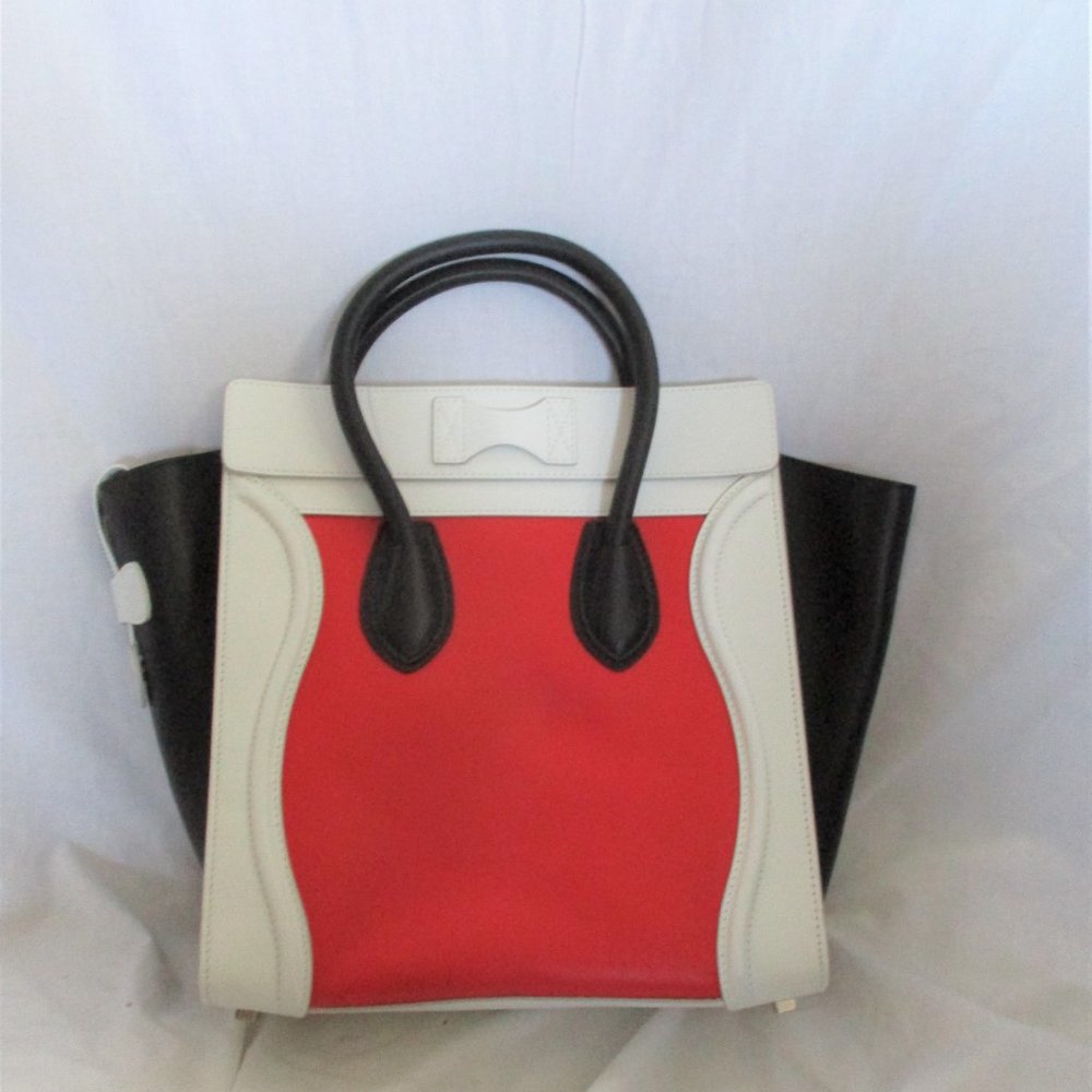 NEW CELINE PARIS ITALY Python Leather MINI LUGGAGE VERMILLON Tote Bag  NWT - Picture 3 of 10